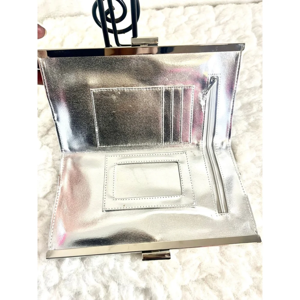 Betseyville by Betsey Johnson novelty clutch wallet black and silver